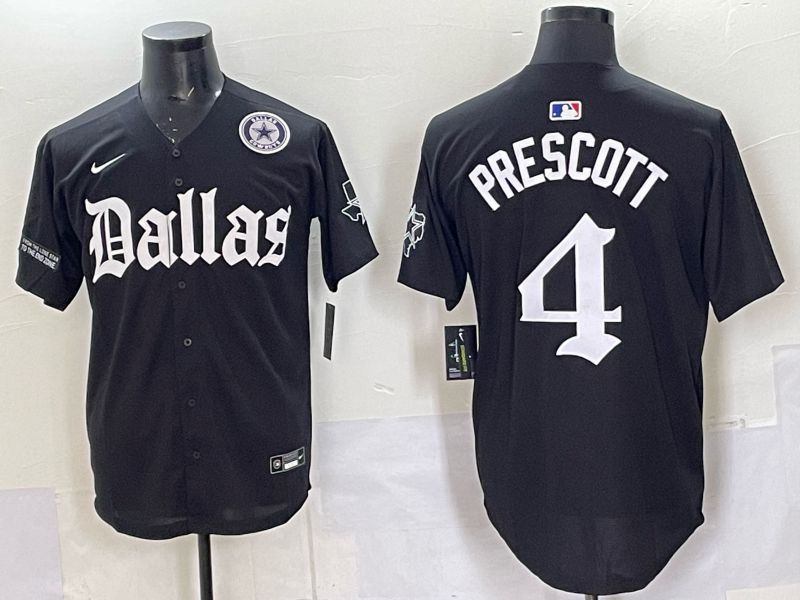 Men 2025 Nike Dallas Cowboys #4 Prescott Black 5th generation Joint Name Limited NFL Jersey 018